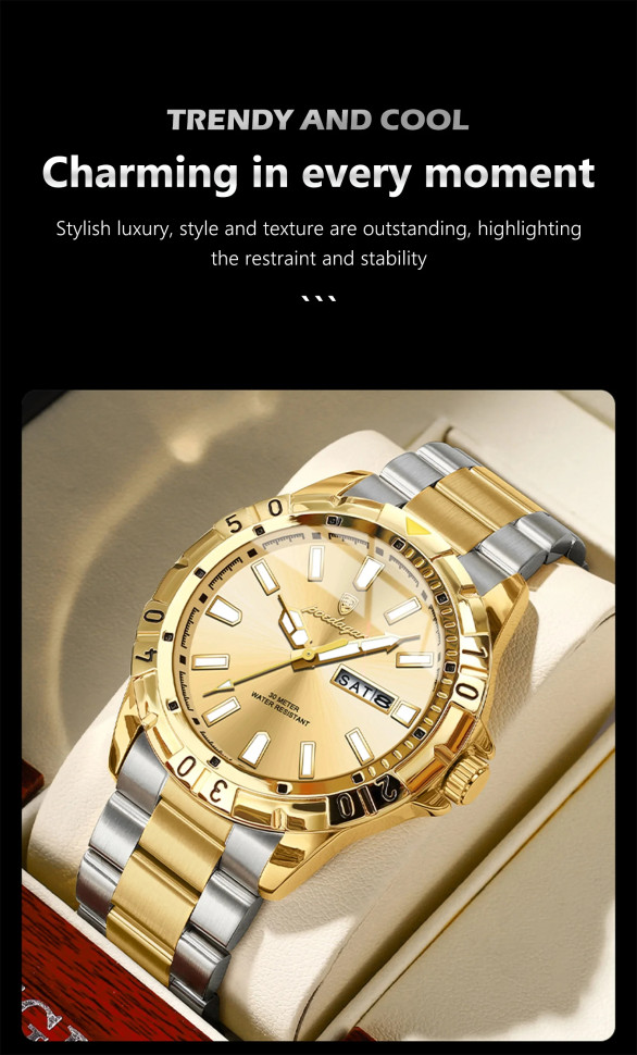 Чоловічий годинник Poedagar silver + gold