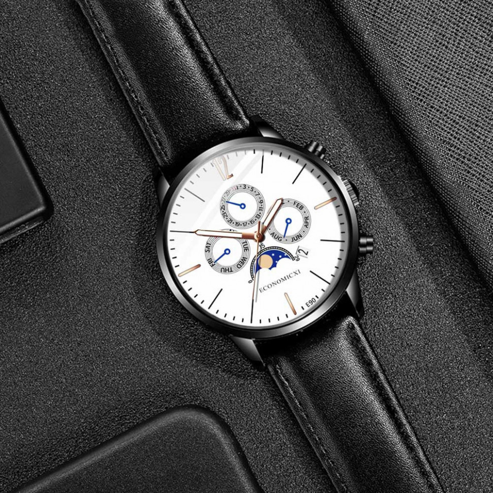 Чоловічий годинник ECONOMICXI black+white