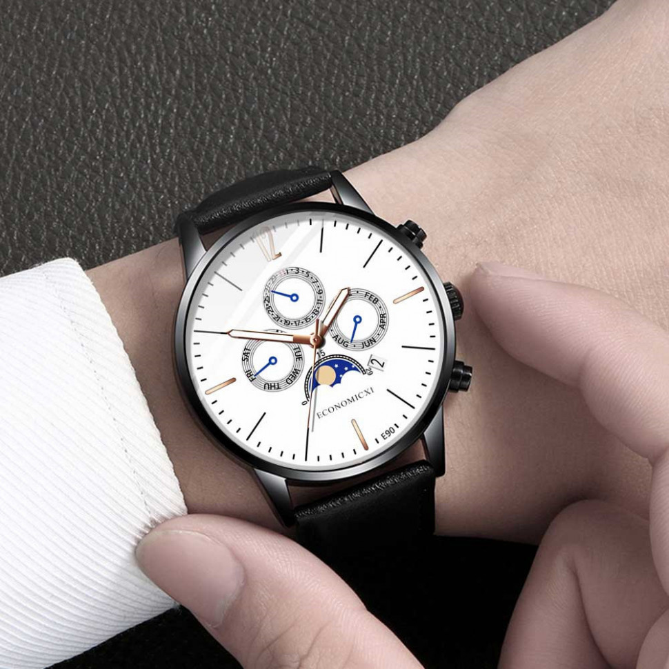 Чоловічий годинник ECONOMICXI black+white
