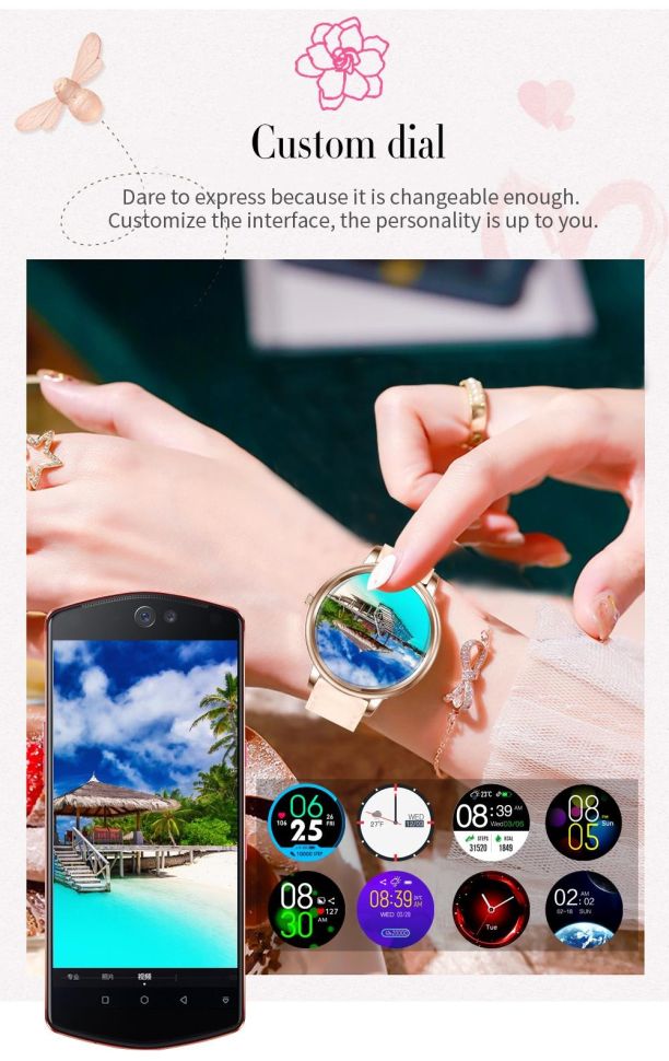 Смарт-годинник Women's Smart Device 6 gold шкіряний ремінець