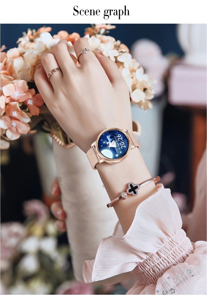 Смарт-годинник Women's Smart Device 6 gold шкіряний ремінець