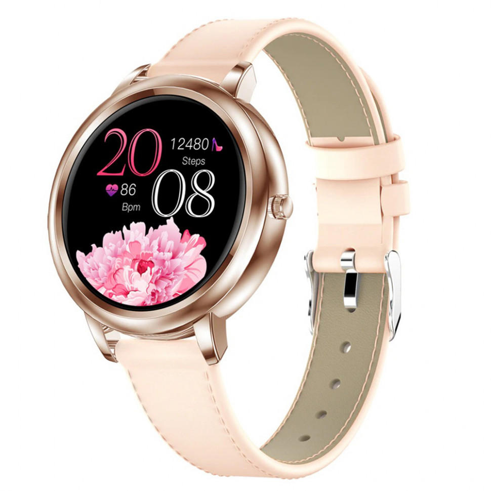 Смарт-годинник Women's Smart Device 6 gold шкіряний ремінець