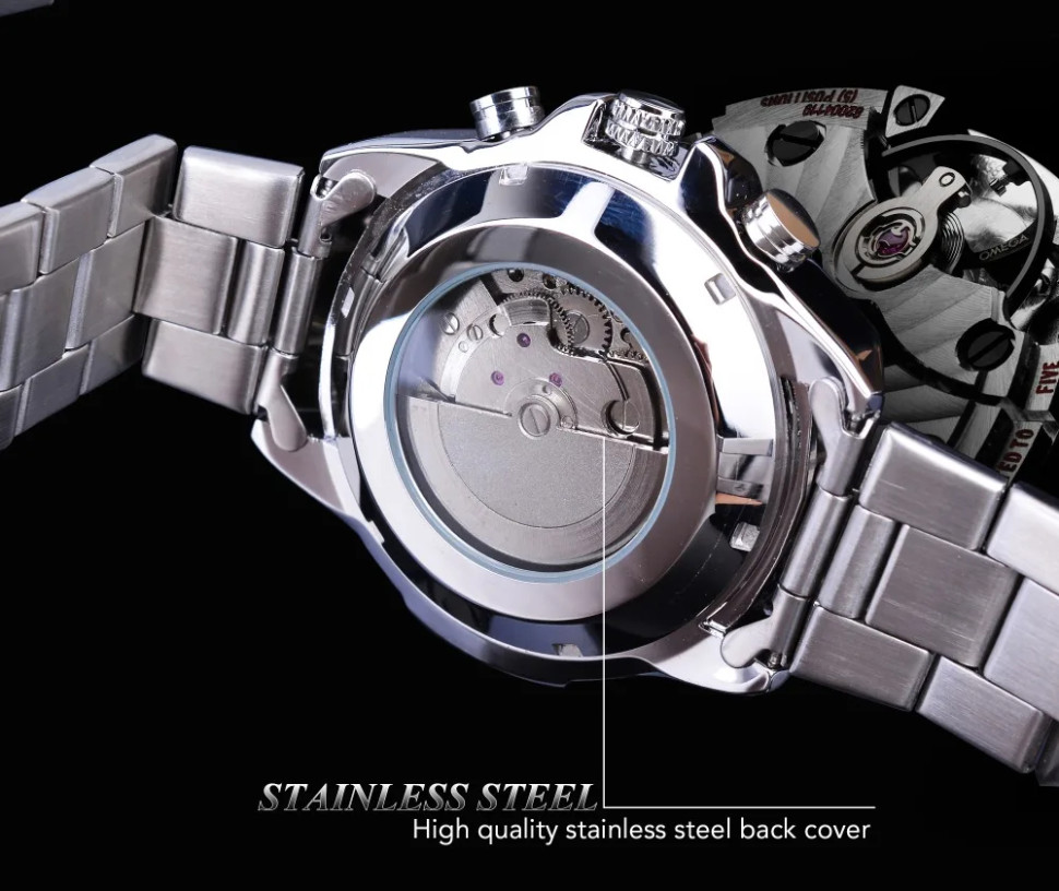 Чоловічий годинник механічний Forsining silver+white