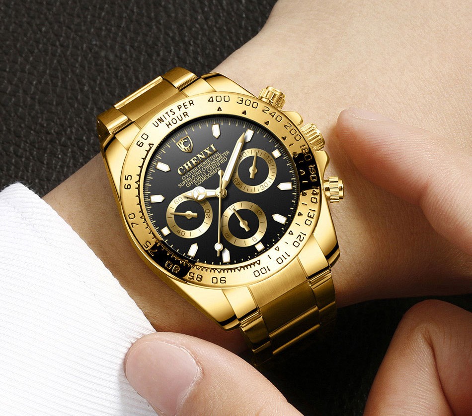 Чоловічий годинник CHENXI gold+black