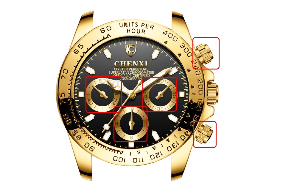 Чоловічий годинник CHENXI gold+black