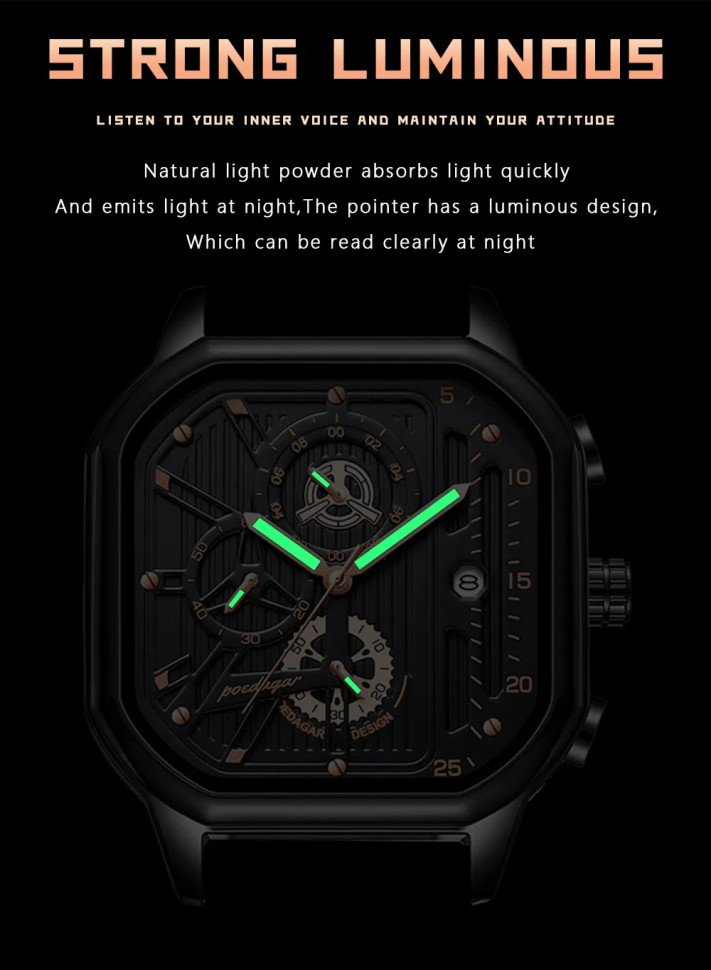 Чоловічий годинник POEDAGAR black