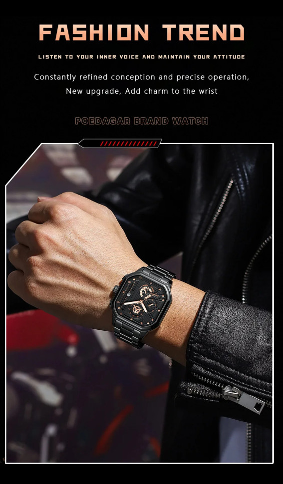 Чоловічий годинник POEDAGAR black