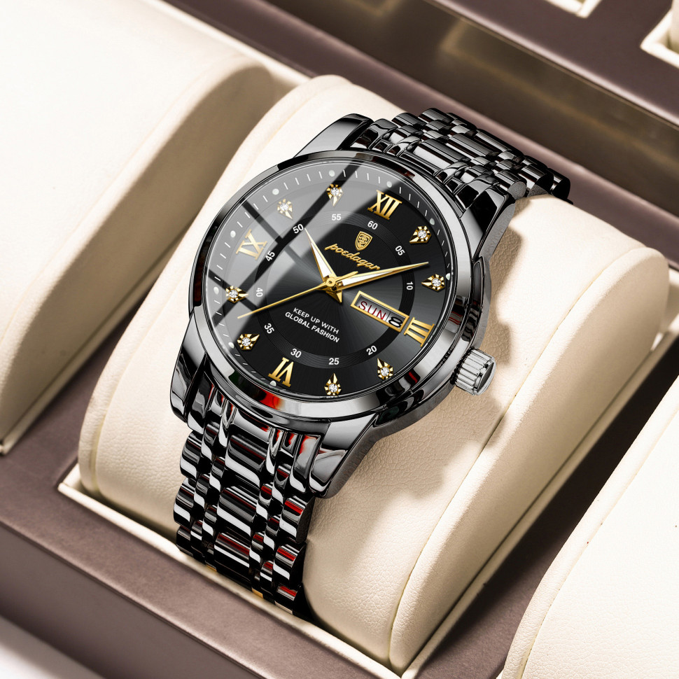Чоловічий годинник POEDAGAR black+gold