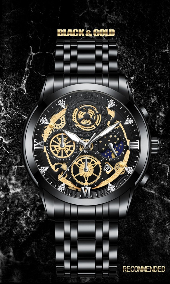 Чоловічий годинник VAVA VOOM black+gold