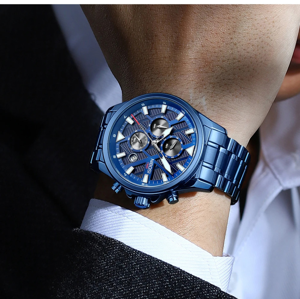 Чоловічий годинник NIBOSI blue