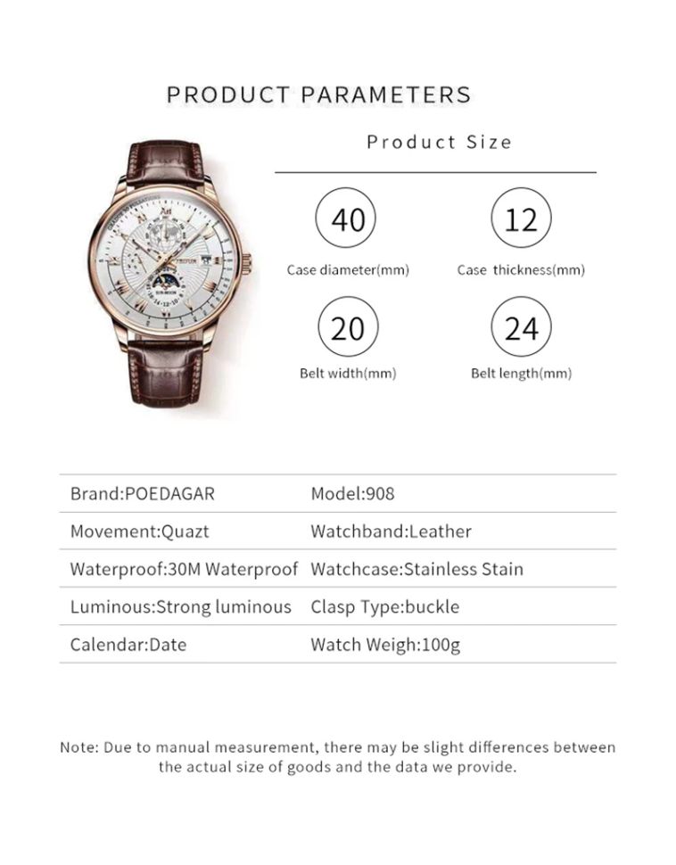 Чоловічий годинник POEDAGAR brown + gold + black