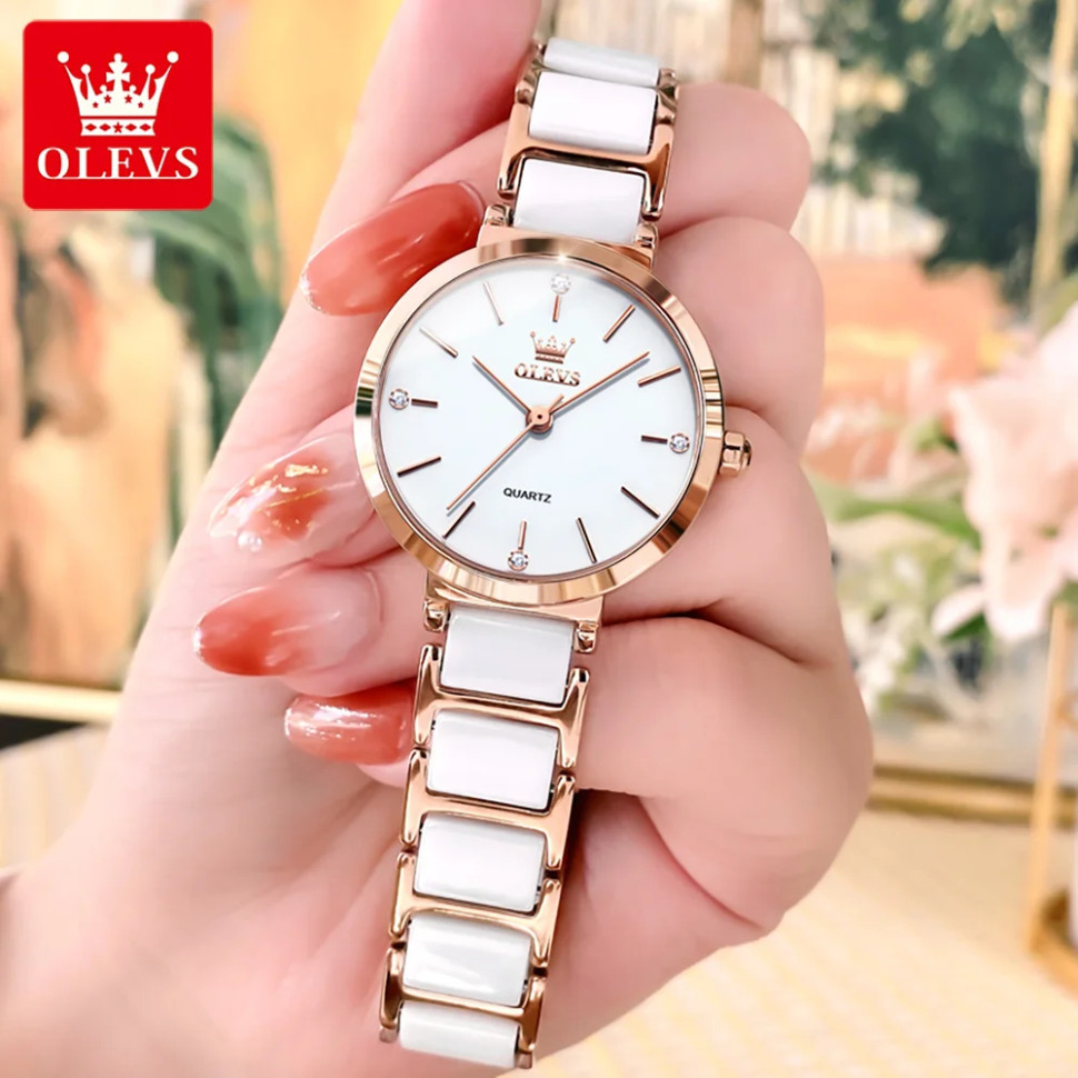 Жіночий годинник OLEVS gold + white