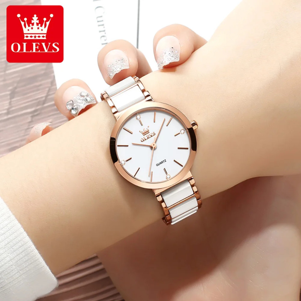 Жіночий годинник OLEVS gold + white