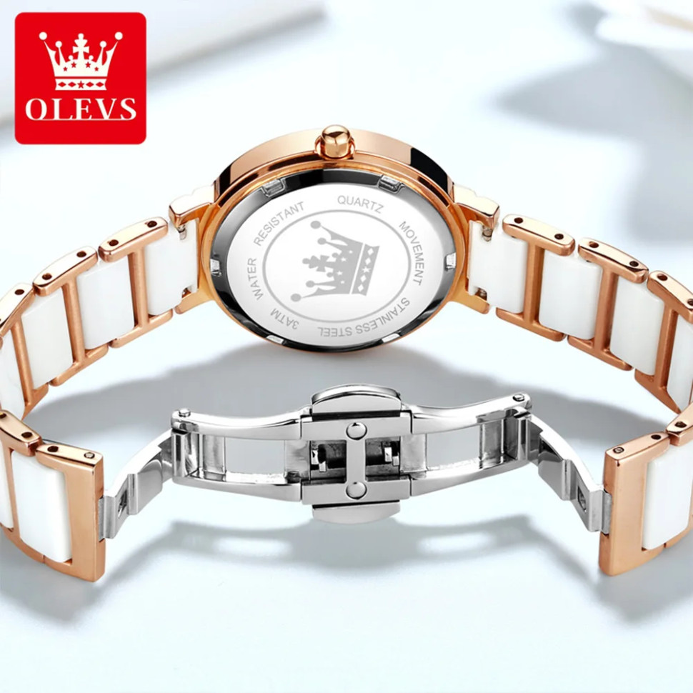 Жіночий годинник OLEVS gold + white