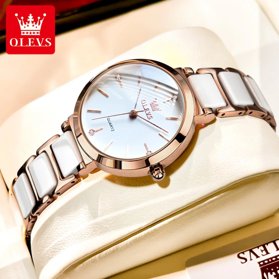 Жіночий годинник OLEVS gold + white