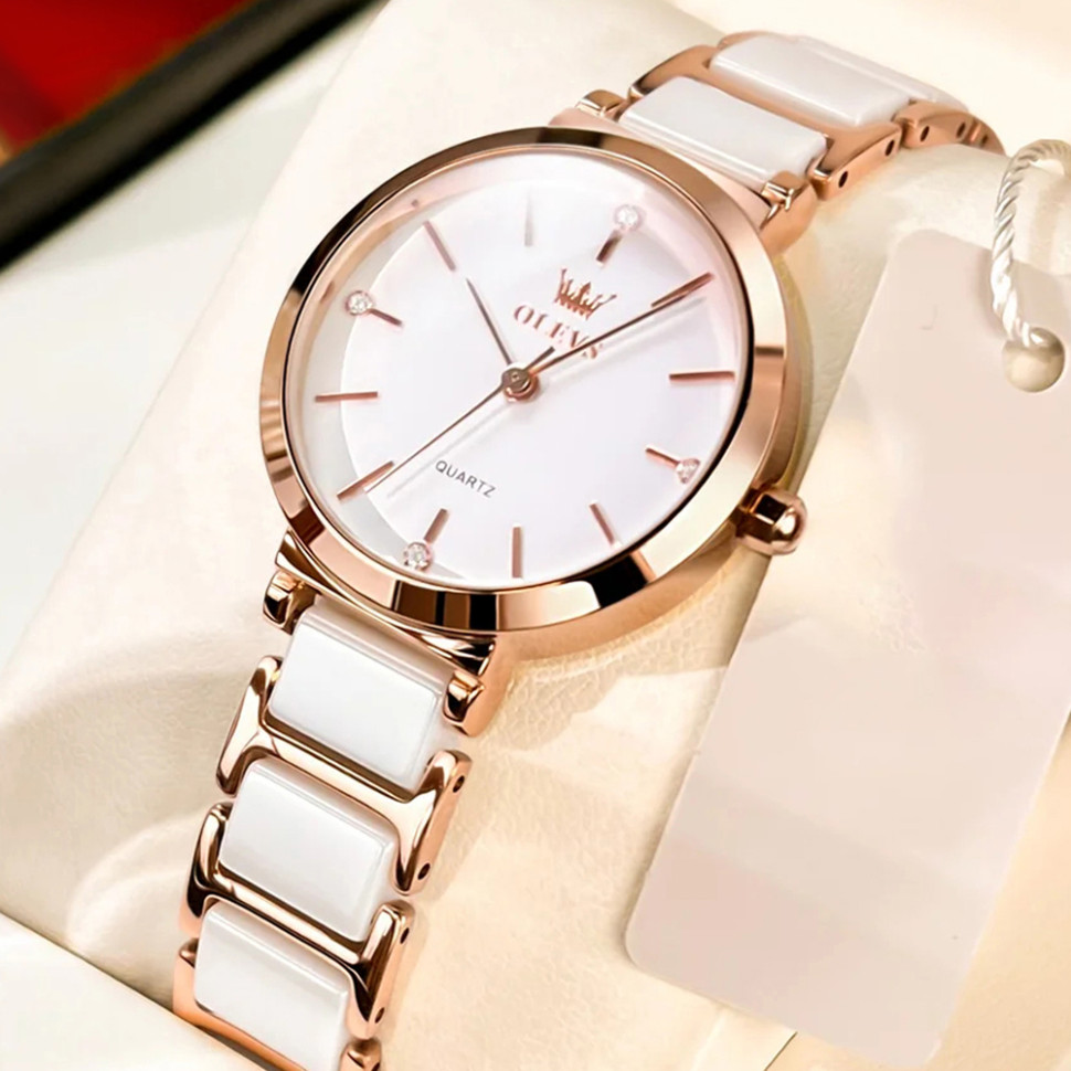 Жіночий годинник OLEVS gold + white
