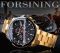 Чоловічий годинник механічний Forsining gold+black