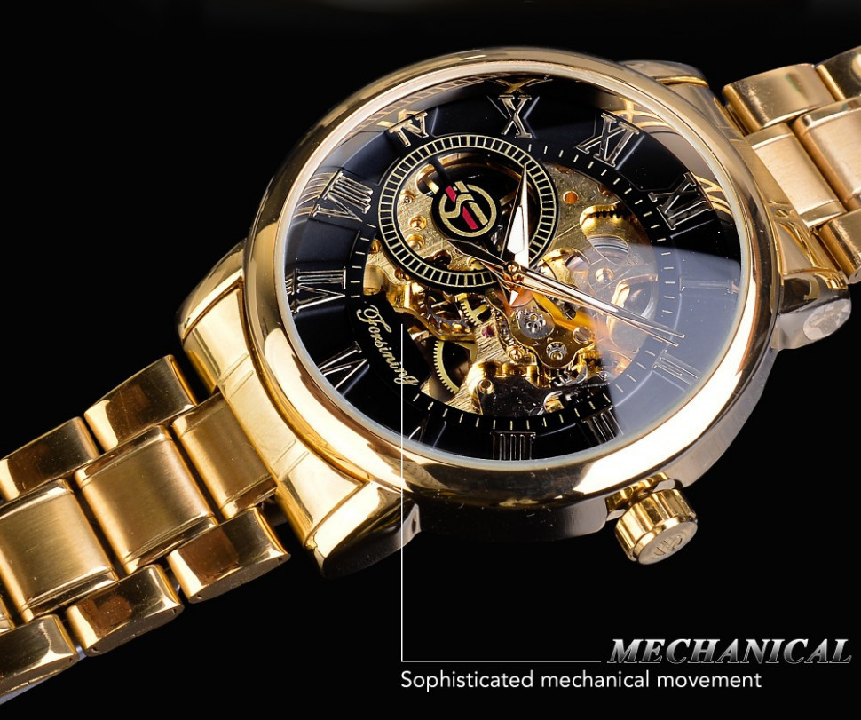 Чоловічий годинник механічний Forsining gold 