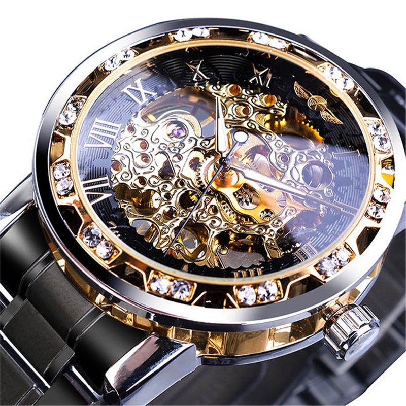 Чоловічий годинник механічний WINNER gold+black