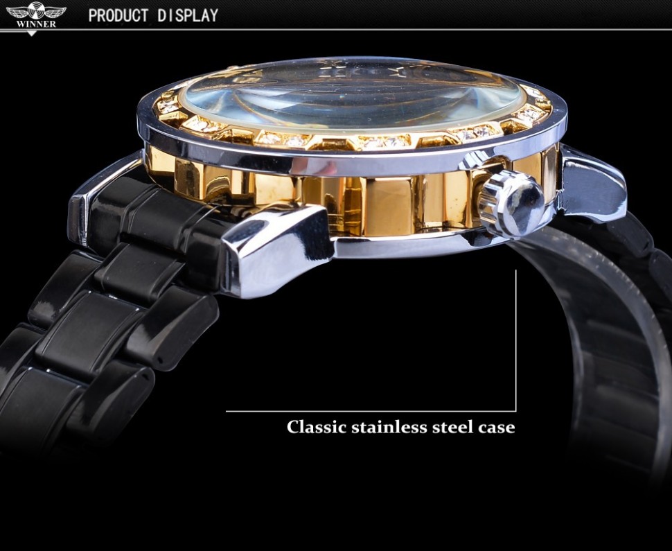 Чоловічий годинник механічний WINNER gold+black