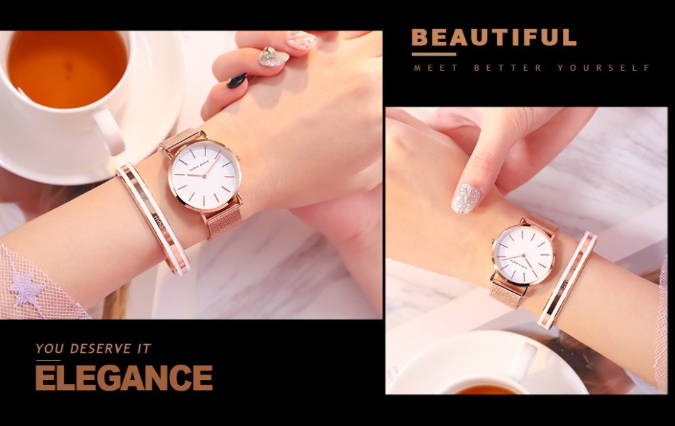 Жіночий годинник Hannah Martin gold+white
