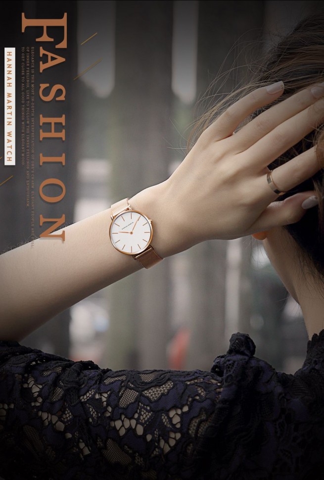 Жіночий годинник Hannah Martin gold+white