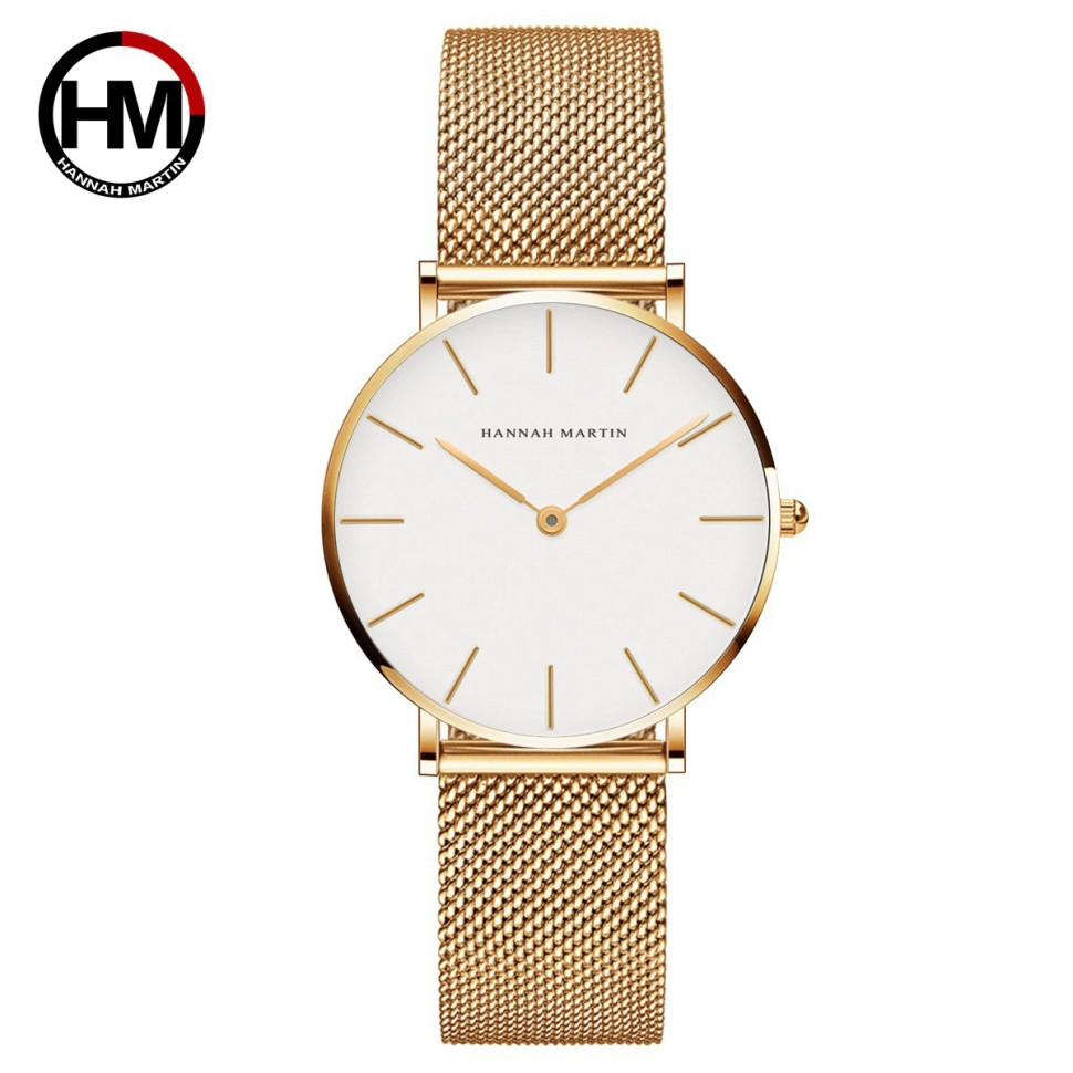 Жіночий годинник Hannah Martin gold+white