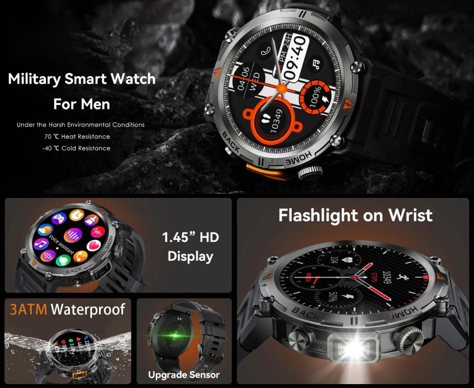 Смарт-годинник протиударний Smart Device 19 black