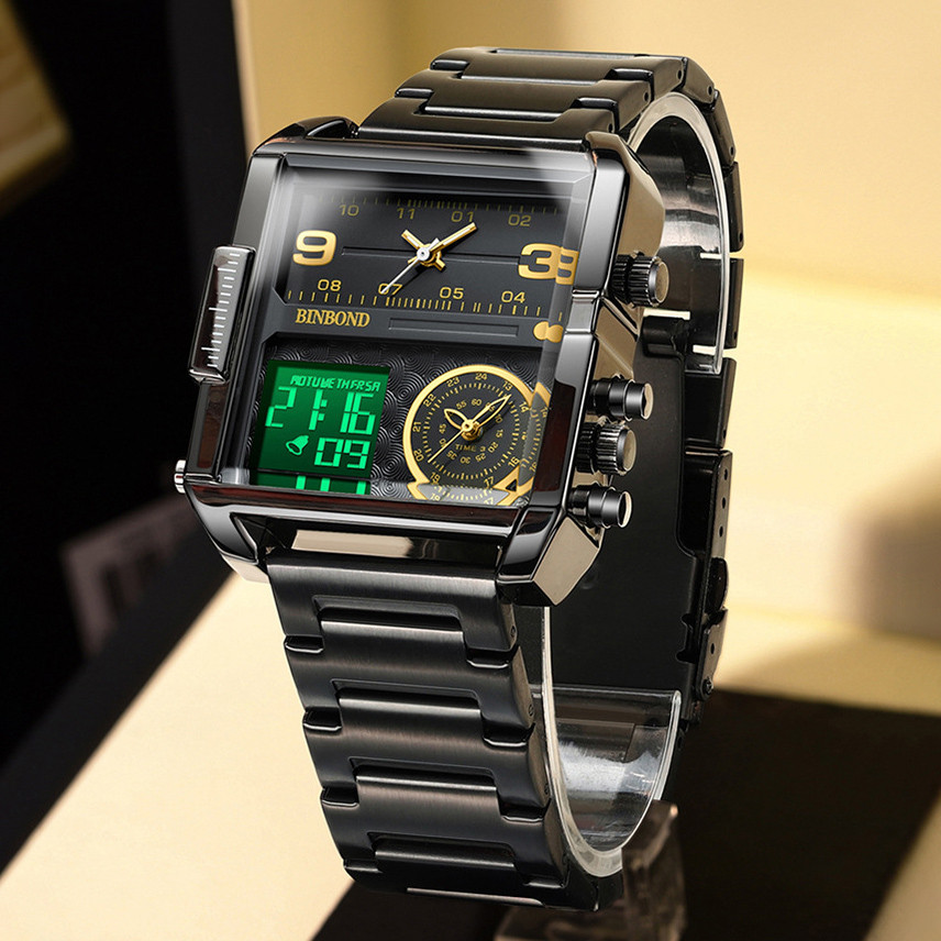 Чоловічий годинник BINBOND black+gold