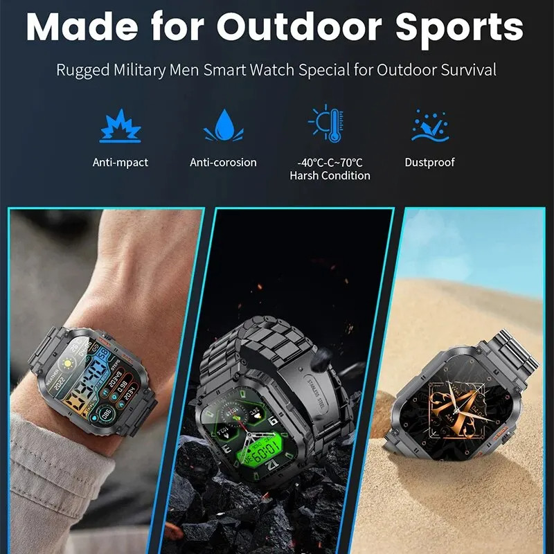 Смарт-годинник протиударний Smart Device 21 black steel, 2 ремінці