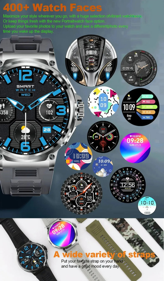 Смарт-годинник Smart Device 23 black steel, 2 ремінці