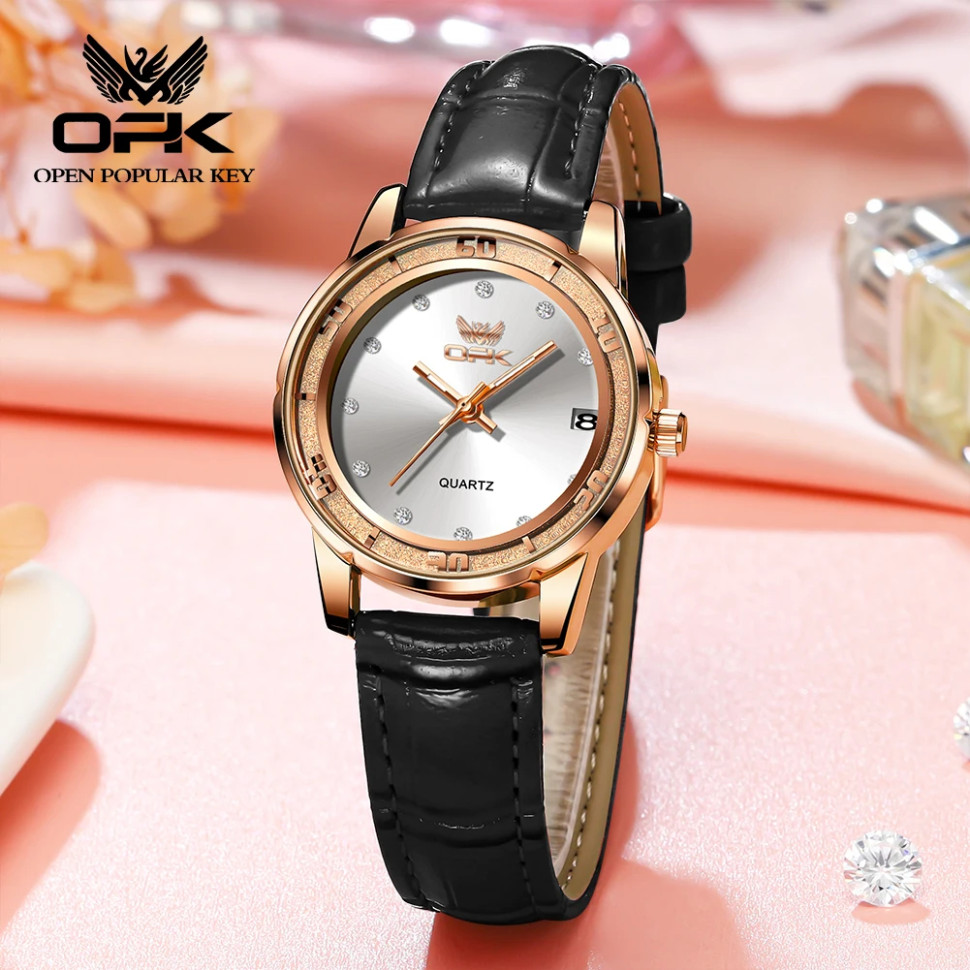 Жіночий годинник Open Popular Key black + gold