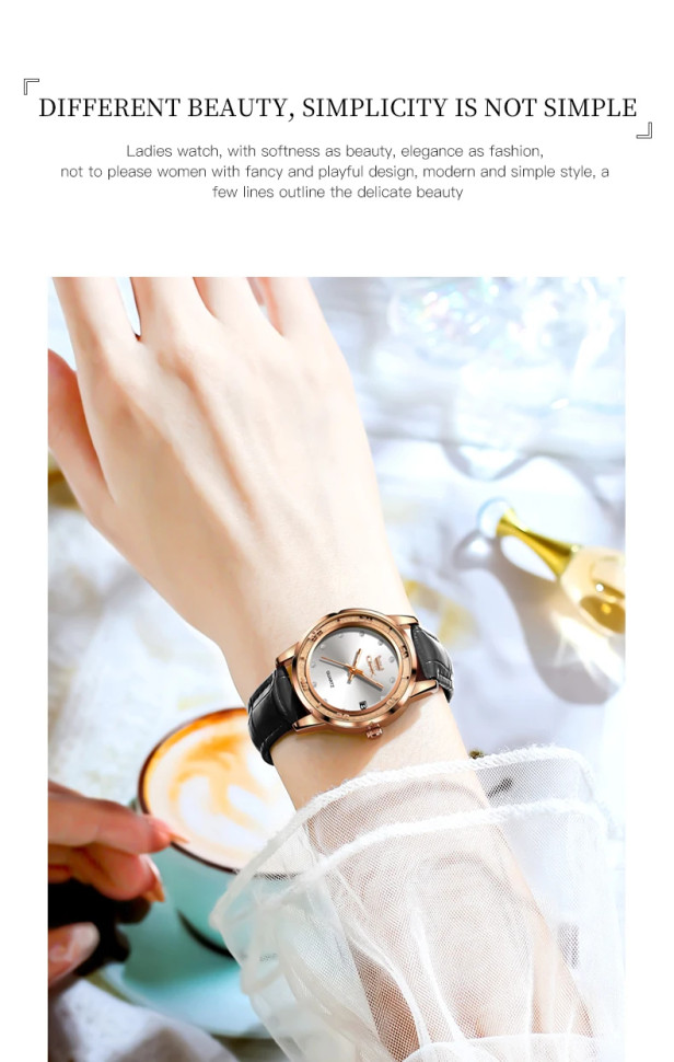 Жіночий годинник Open Popular Key black + gold