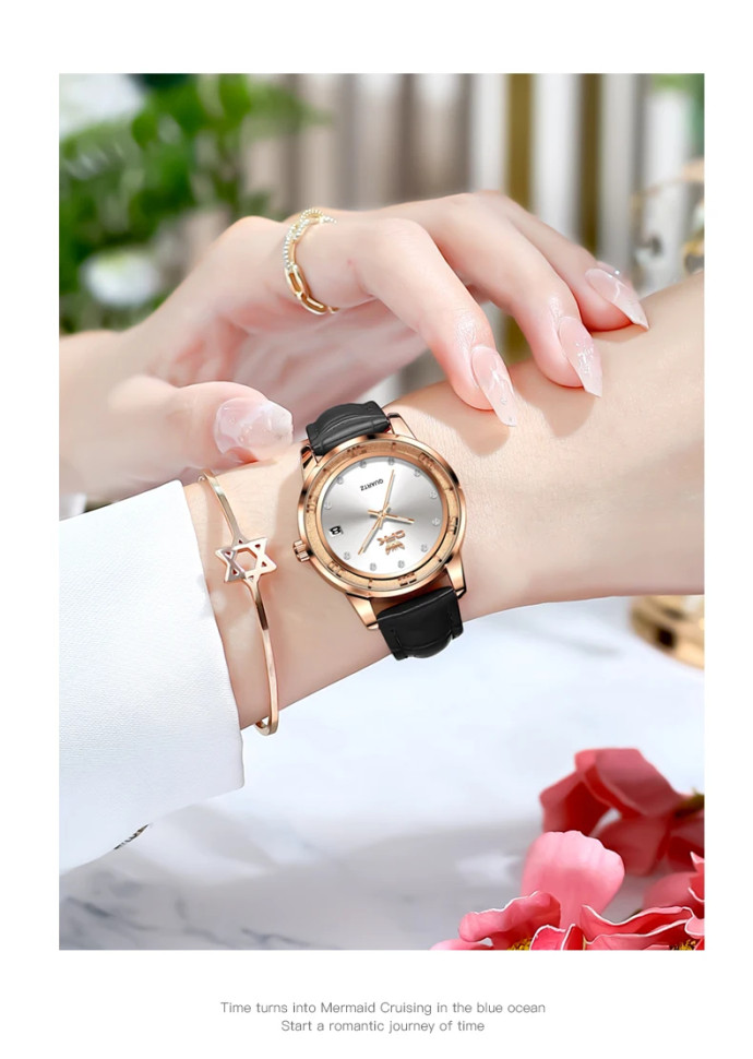 Жіночий годинник Open Popular Key black + gold