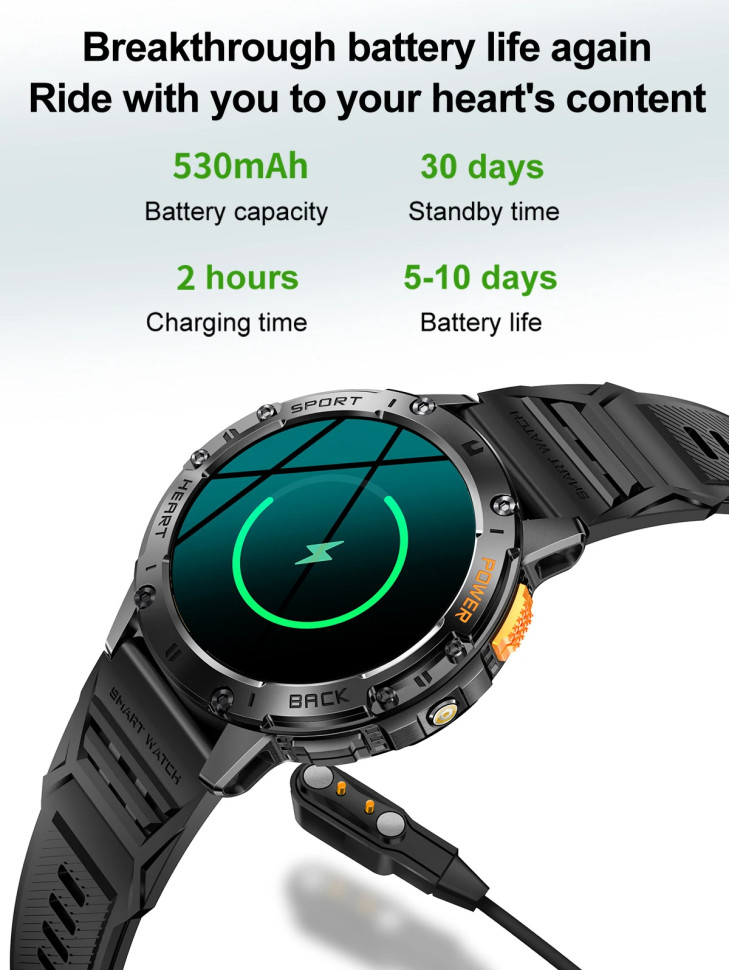 Смарт-годинник протиударний Smart Device 25 black steel, 2 ремінці