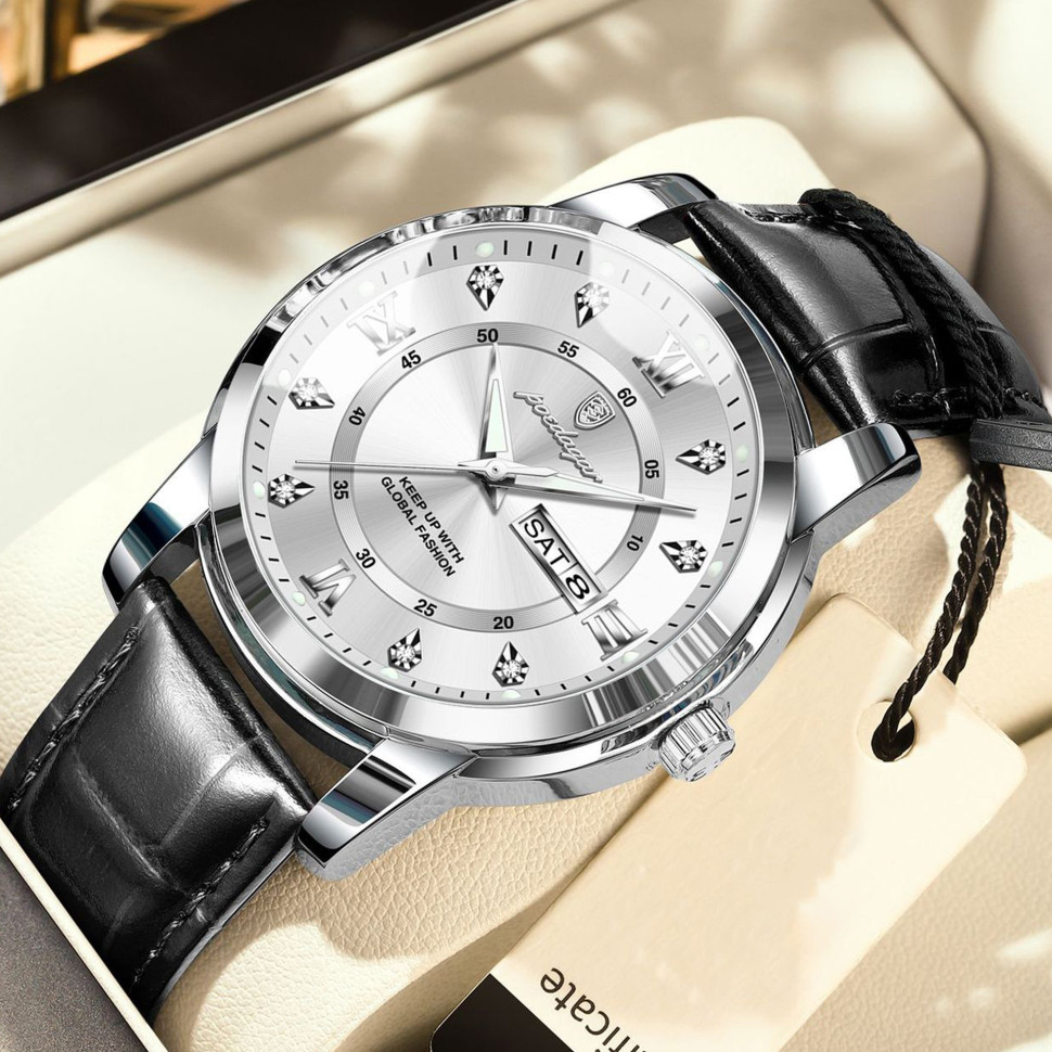 Чоловічий годинник Poedagar silver + white
