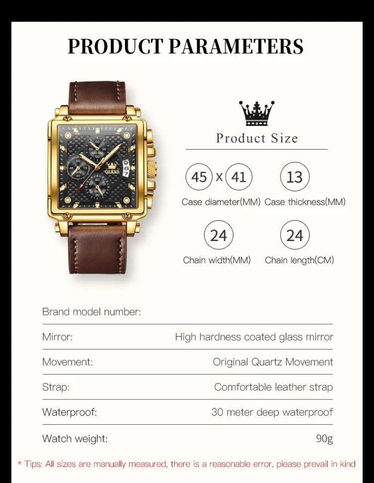 Чоловічий годинник Olevs black