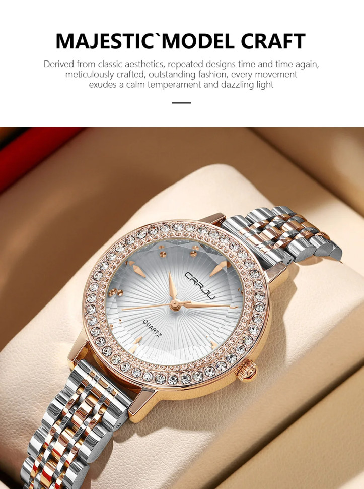 Жіночий годинник CRRJU gold + silver