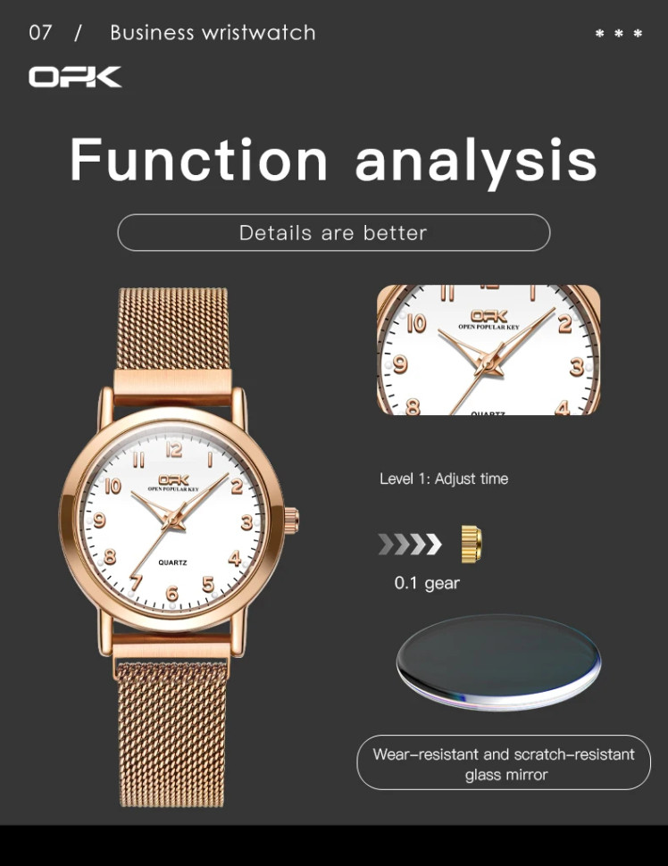 Жіночий годинник Open Popular Key gold 