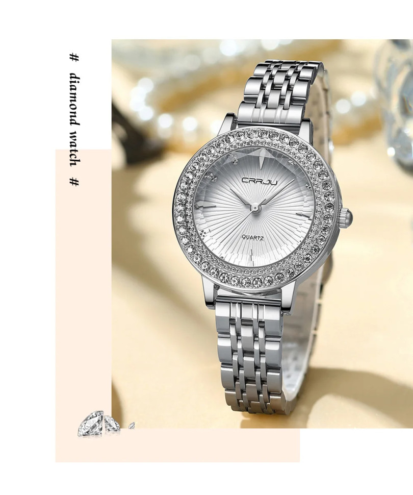 Жіночий годинник CRRJU silver