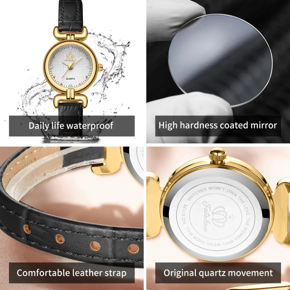 Жіночий годинник Open Popular Key gold + black