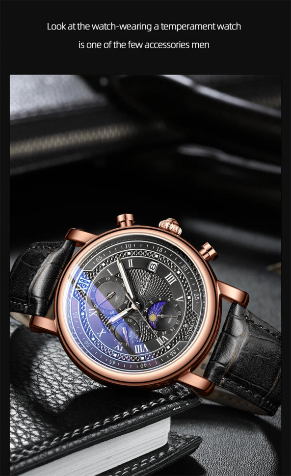 Чоловічий годинник CHENXI gold + black
