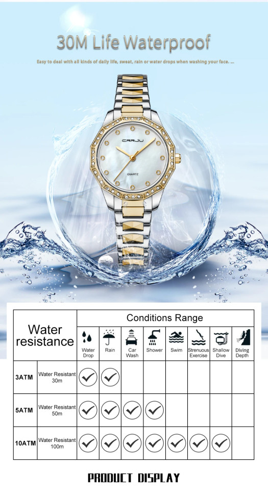 Жіночий годинник CRRJU gold + silver
