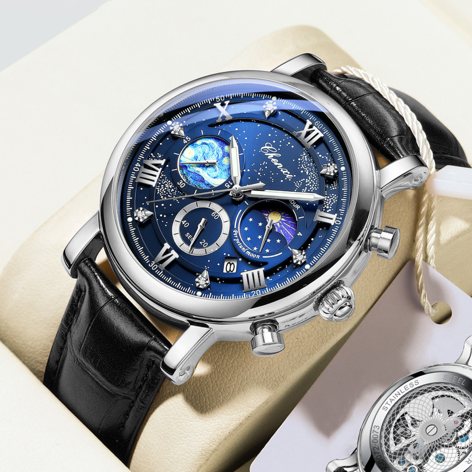 Чоловічий годинник CHENXI silver + black