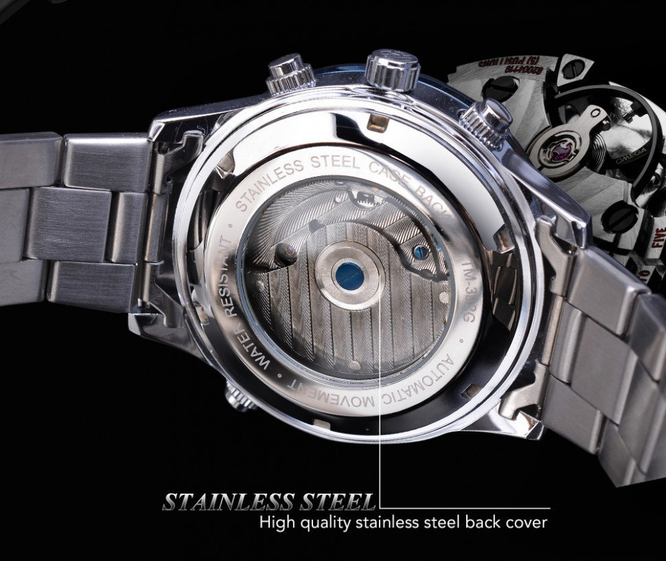 Чоловічий годинник механічний Forsining silver+black