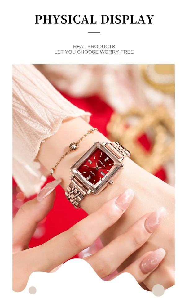 Жіночий годинник CRRJU gold + red