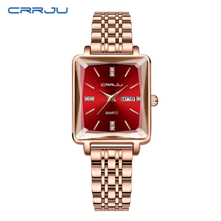 Жіночий годинник CRRJU gold + red