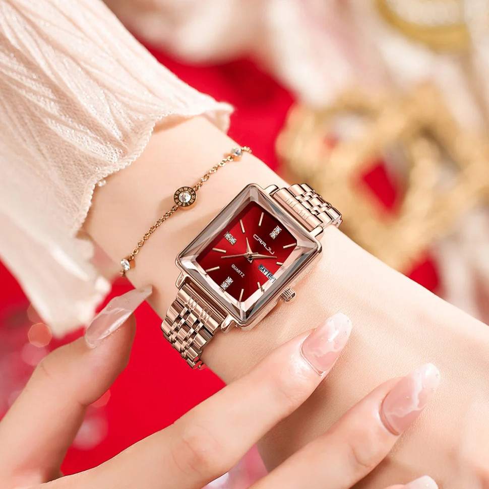 Жіночий годинник CRRJU gold + red