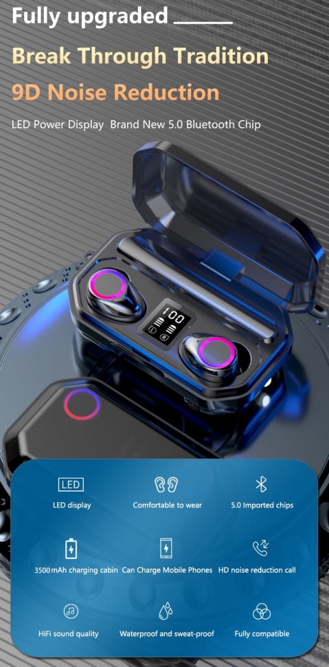 Навушники Bluetooth Air Music + Power Bank Black 49
