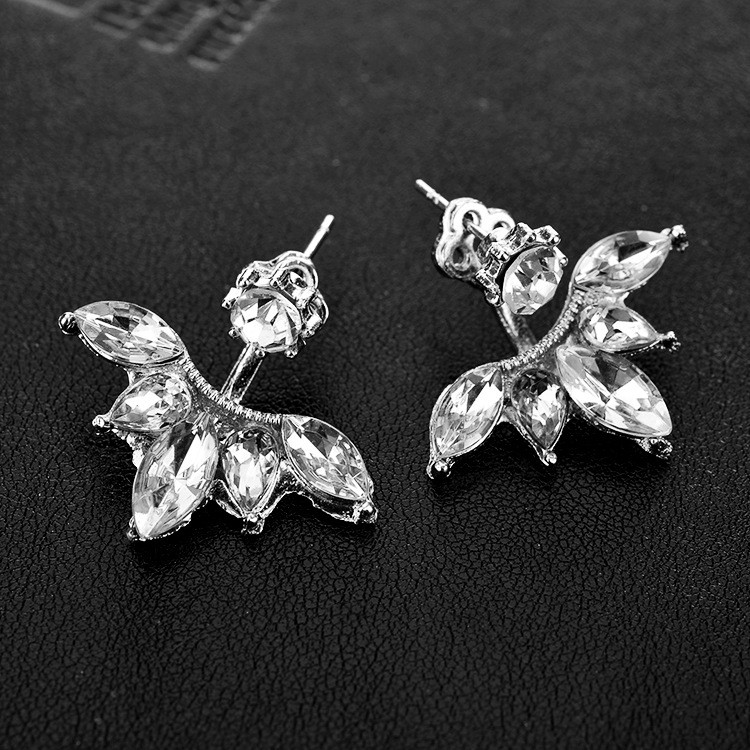 Сережки покриття срібло з кристалами №8209 